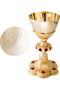 Gold Plated Chalice With Stones H 23 cm