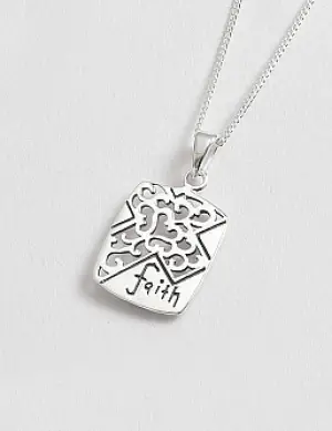 Sterling Silver Cross & Faith Pendant