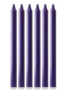 15" x 1 1/8" Advent Candle Set - Purple - Pack of 6 (Over-Dipped)