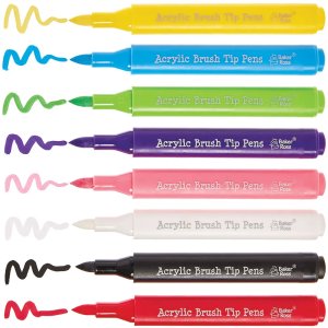 Acrylic Porcelain & Deco Brush Tip Pens (Pack of 8)