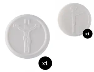 250 Peoples 1 1/8" & 50 Priests (2.5") Communion Wafers - Crucifix