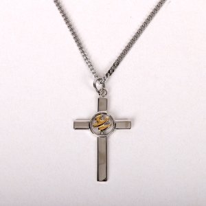 20" Sterling Silver Cross Necklace with Gold Dove