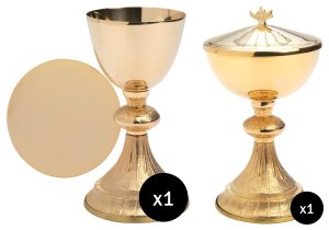 Golden Plated Chalice (H 18.5 cm), Ciborium (H 21.5 cm) & Paten