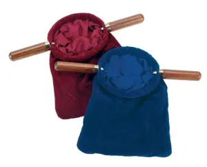 Red Velvet Collection Bag - Wooden Handles