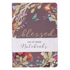 Notebook Set 3pc MD Slate Blessed, Taupe Blessed is She, Burgundy Believe
