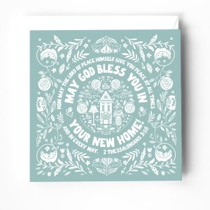 New Home Christian Greeting Card with Bible Verse. Scandi Style. 2 Thessalonians 3:16