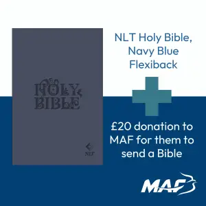 NLT Holy Bible, Navy Blue Flexiback and MAF Bible Donation
