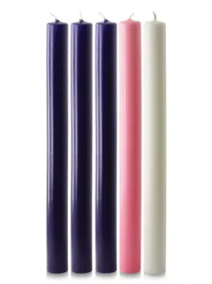 10" x 7/8" Advent Candle Set - Purple, Pink and White