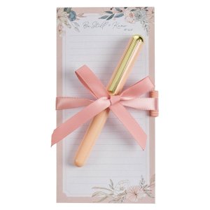 Magnetic Shopping List with Pen Be Still Pink & Blue Floral