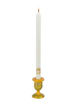 28cm Charity Advent Candle: White with Gold Stable Design - Single (Supports Leprosy Mission)