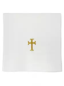 NEW 7" x 7" Chalice Pall - Linen - Gold Cross Design