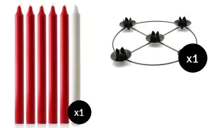 15" x 1 1/8"  Red & White Advent Candles with 12" Frame