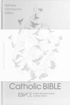 ESV-CE Catholic Bible, White, Hardback, Anglicised, First Communion Edition, Maps, Presentation Page, Ribbon Marker