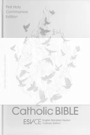 ESV-CE Catholic Bible, White, Hardback, Anglicised, First Communion Edition, Maps, Presentation Page, Ribbon Marker