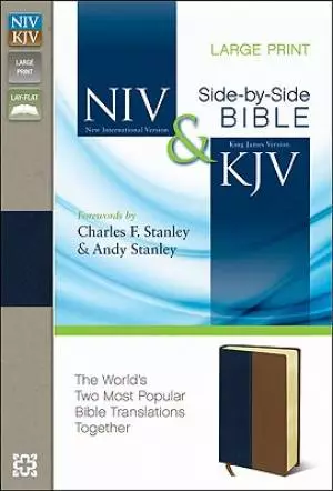 NIV And KJV Side By Side Bible Large Print Navy Imitation Leather