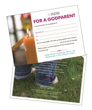Pack 20 Church of England Godparent Certificate