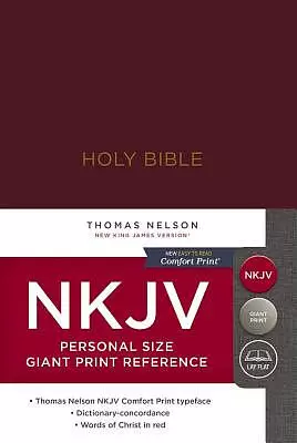 NKJV Holy Bible, Personal Size Larger Print Reference Bible, Burgundy Hardcover, 43,000 Cross References, Red Letter, Comfort Print: New King James Version