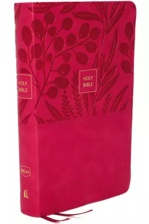 NKJV, End-of-Verse Reference Bible, Personal Size Large Print, Leathersoft, Pink, Thumb Indexed, Red Letter, Comfort Print