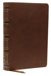 NKJV, Single-Column Wide-Margin Reference Bible, Leathersoft, Brown, Red Letter, Comfort Print