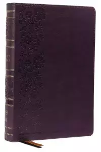 NKJV, Single-Column Wide-Margin Reference Bible, Leathersoft, Purple, Red Letter, Thumb Indexed, Comfort Print