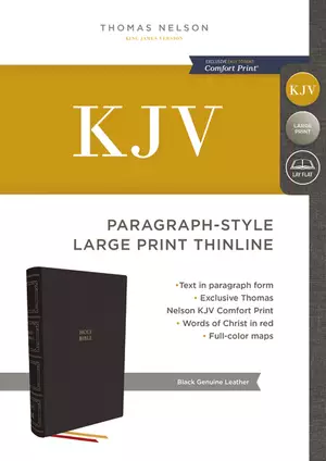 KJV Holy Bible: Paragraph-style Large Print Thinline with 43,000 Cross References, Black Genuine Leather, Red Letter, Comfort Print: King James Version