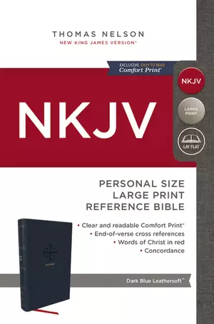 NKJV, End-of-Verse Reference Bible, Personal Size Large Print, Leathersoft, Blue, Red Letter, Comfort Print