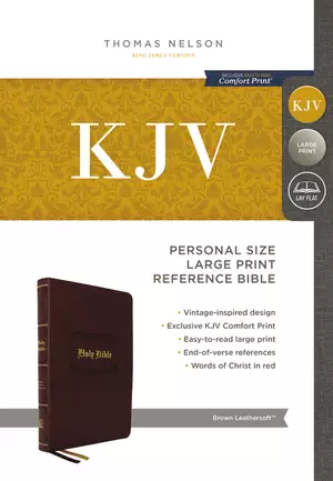 KJV, Personal Size Large Print Reference Bible, Vintage Series, Brown Leathersoft, Red Letter, Comfort Print