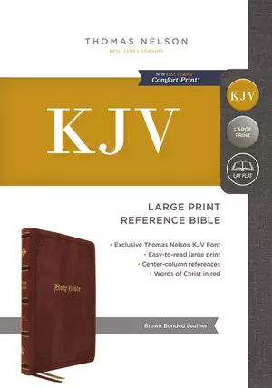 KJV Holy Bible: Large Print with 53,000 Center-Column Cross References, Brown Bonded Leather, Red Letter, Comfort Print (Thumb Indexed): King James Version