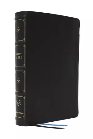 NKJV, Large Print Thinline Reference Bible, Blue Letter, Maclaren Series, Leathersoft, Black, Comfort Print