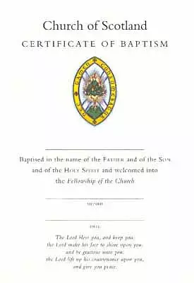 Certificate Of Baptism Burning Bush - Pack of 10
