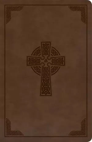 CSB Large Print Personal Size Reference Bible, Brown Celtic Cross LeatherTouch