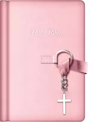 NKJV Simply Charming Bible, Pink, Imitation Leather, Full-Bible Text, Presentation Page, Gilt Edges, Ribbon Fasten, Silver Cross Charm, Girls Gift Bible