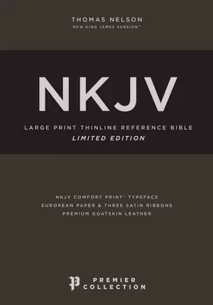 NKJV, Thinline Reference Bible, Large Print, Premium Goatskin Leather, Green, Premier Collection, Red Letter, Comfort Print