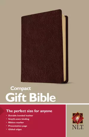 NLT Compact Bible, Burgundy, Imitation Leather, Presentation Page, 2 Full-Colour Maps, Gilded Page Edges, Double-Column Format, Ribbon Marker