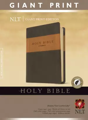 NLT Bible Giant Print Tutone Brown and Tan Imitation Leather with Thumb Indexing