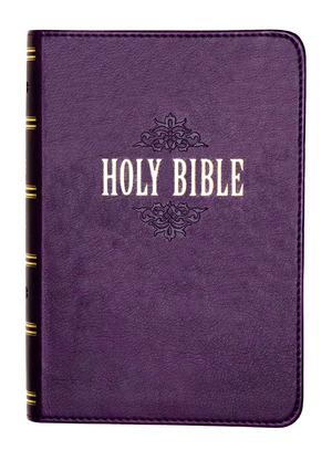 KJV Compact Large Print Bible, Purple, Lux-Leather, Words of Christ in Red, Concordance, Unique Scripture Verse Finder, Bible Reading, Full-Color Maps, Presentation Page