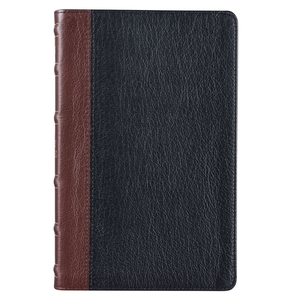 KJV Bible Deluxe Gift Full-grain Leather, Black/Saddle Tan