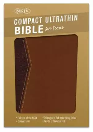 NKJV Compact Ultrathin Bible For Teens, Walnut Leathertouch