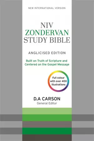 NIV Zondervan Study Bible, Grey, Bonded Leather, Anglicised, Illustrated, Cross-References, Maps, Charts, Study-Notes, Concordance, Articles from Leading Christian Writers, Ribbon Marker