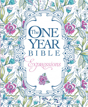 NLT The One Year Bible Expressions Devotional Bible for Women White Paperback Journaling Bible Wide Margin Adult Colouring Devotional Presentation Page Illustrated Bible