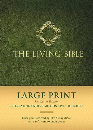 The Living Bible Large Print, Bible, Green, Hardback, Red Letter