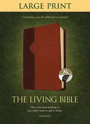 The Living Bible Large Print Edition Brown/Tan, Indexed