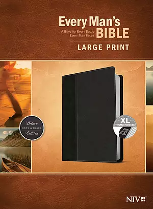 NIV Every Man's Bible, Black, Imitation Leather, Large Print, Study Notes, Articles, Book Introductions, Biblical People Profiles, Advice from Christian Leaders