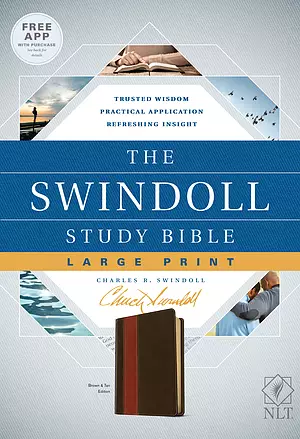 The NLT Swindoll Study Bible, Large Print, Brown
