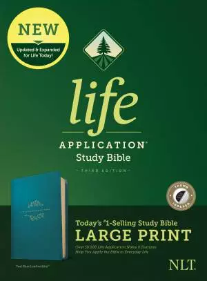 NLT Life Application Study Bible, Third Edition, Large Print (LeatherLike, Teal Blue, Indexed, Red Letter)