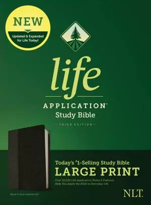 NLT Life Application Study Bible, Black, Imitation Leather, Third Edition, Red Letter, Large Print, Maps, Single Column, Book Introductions, Life Application Notes