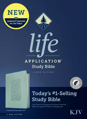 KJV Life Application Study Bible, Third Edition (LeatherLike, Floral Frame Teal, Indexed, Red Letter)