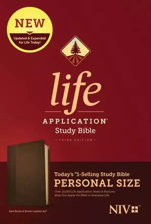 NIV Life Application Study Bible, Third Edition, Personal Size (LeatherLike, Dark Brown/Brown)