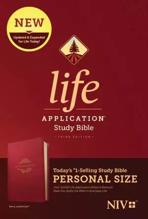 NIV Life Application Study Bible, Third Edition, Personal Size (LeatherLike, Berry)