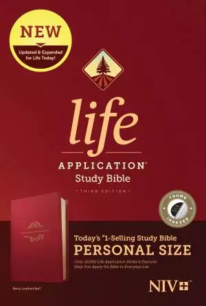 NIV Life Application Study Bible, Third Edition, Personal Size (LeatherLike, Berry, Indexed)